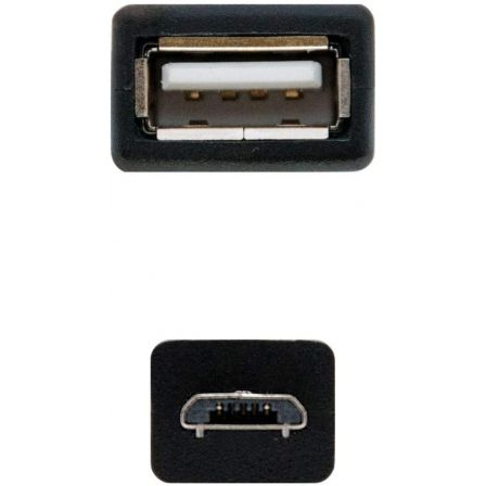 NANO CABLE Cable USB 2.0 OTG Micro USB B Macho a USB A Hembra 0,15m Negro